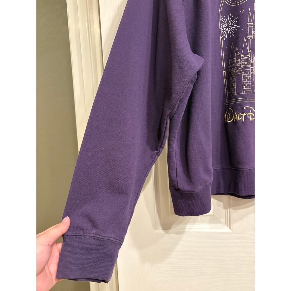 WALT DISNEY WORLD Purple Crew Neck Embroidered Sweatshirt Size XL Cotton - Picture 3 of 6